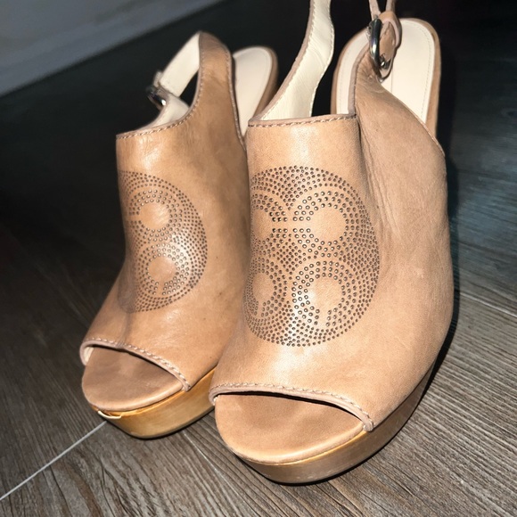 Coach Tan Peep Toe Wedges - Picture 3 of 4